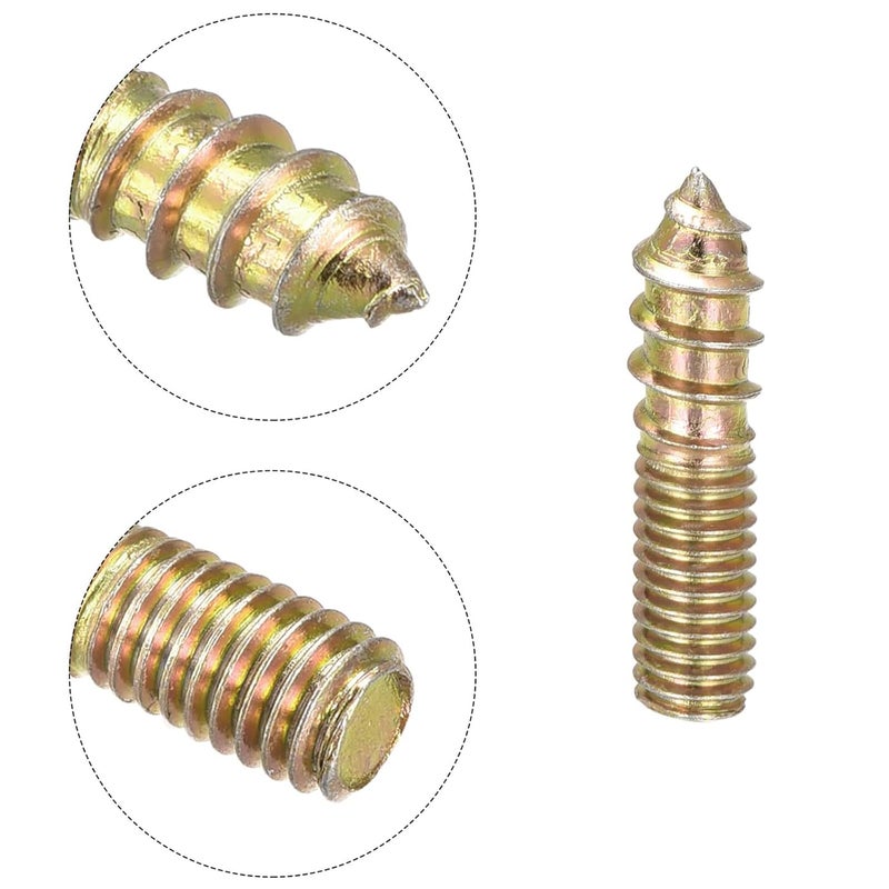 TOP-VIGOR 20Pcs M6x25mm Hanger Bolts, Double Headed Bolts Self Tapping Screw, Double Ended Dowel Screws, Screw Dowels Hanger, Threaded Lag Wood Screws and Machine Bolts for Wood Joint Furniture - Image 4